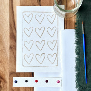 Hearts Watercolor Card Art Kit