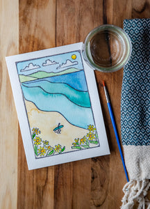 Beach Watercolor Card Art Kit