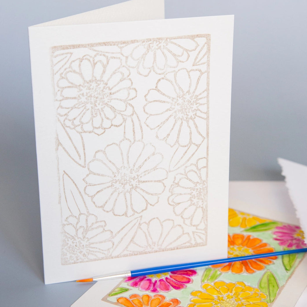 Zinnia Watercolor Card Art Kit