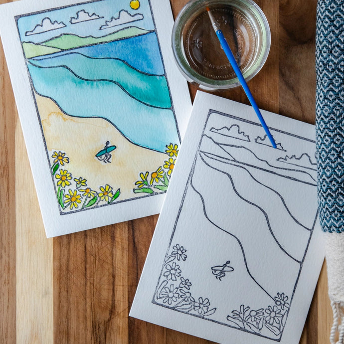 Beach Watercolor Card Art Kit