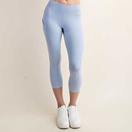 Breathe Capri Yoga Pants - Sky