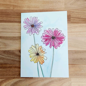 Painted Multicolor Flowers Card