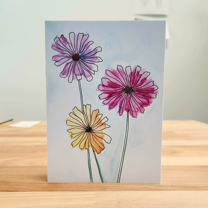 Painted Multicolor Flowers Card